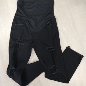 Pink Blush black destroyed fray jeans maternity 28